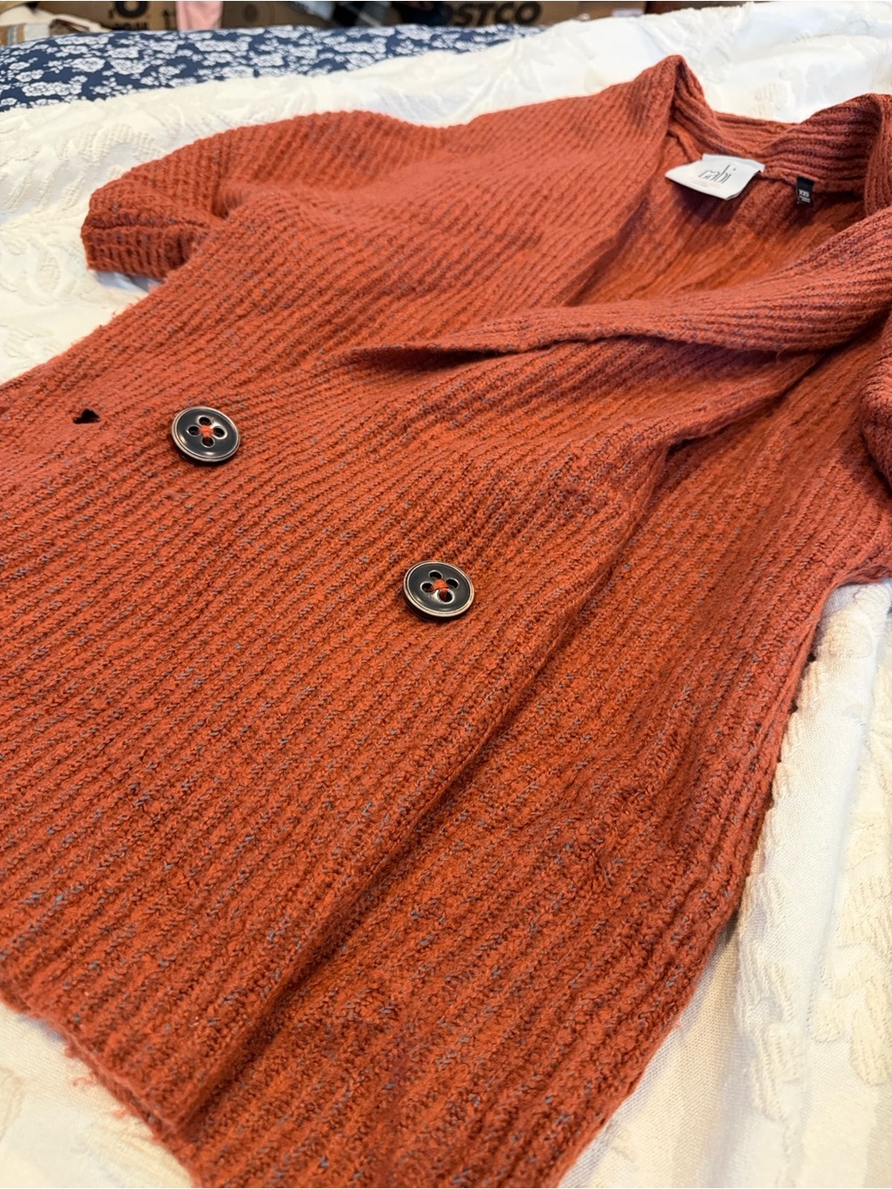CAbi Ribbed Open-Front Shrug in Rust - Picture 4 of 4